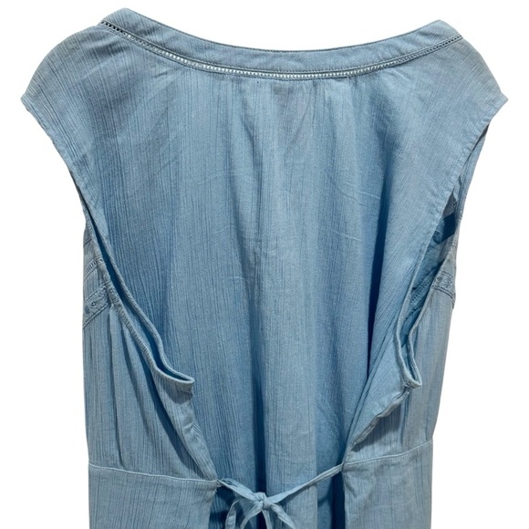 NEW Vintage Faded Glory Baby Blue Crepe Embroidered Cottagecore Tieback Tank 3X - Picture 6 of 10